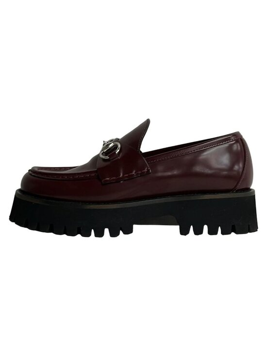 Gucci Shoes - Gucci Loafers 36 Horsebit Gold Leather Bordeaux
